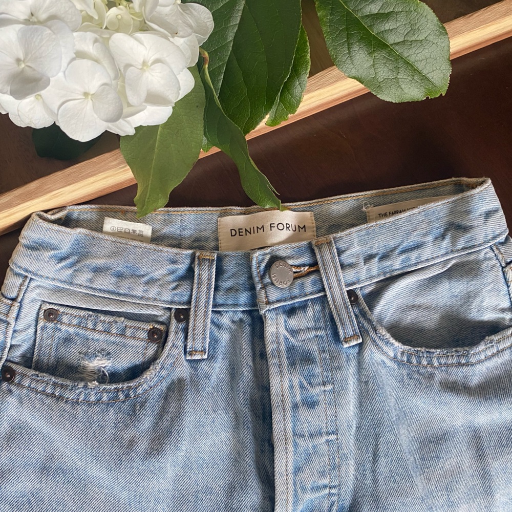 Denim Forum Farrah High Rise Wide Leg Blue Jeans